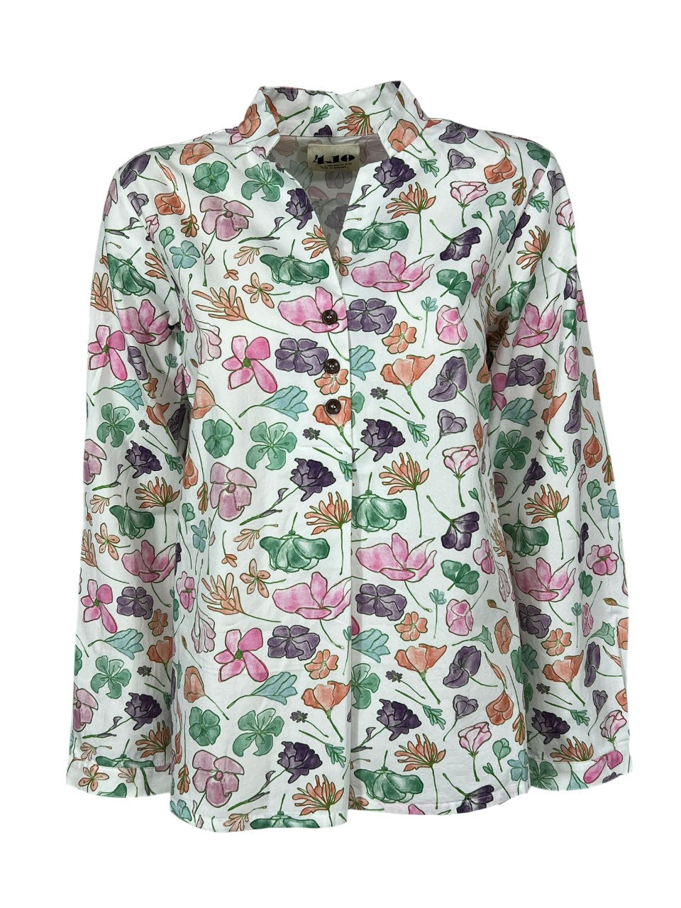 4.10 by BottegaChilometriZero camicia donna fantasia floreale bianco/multicolor DD25214 E72 MADE IN ITALY