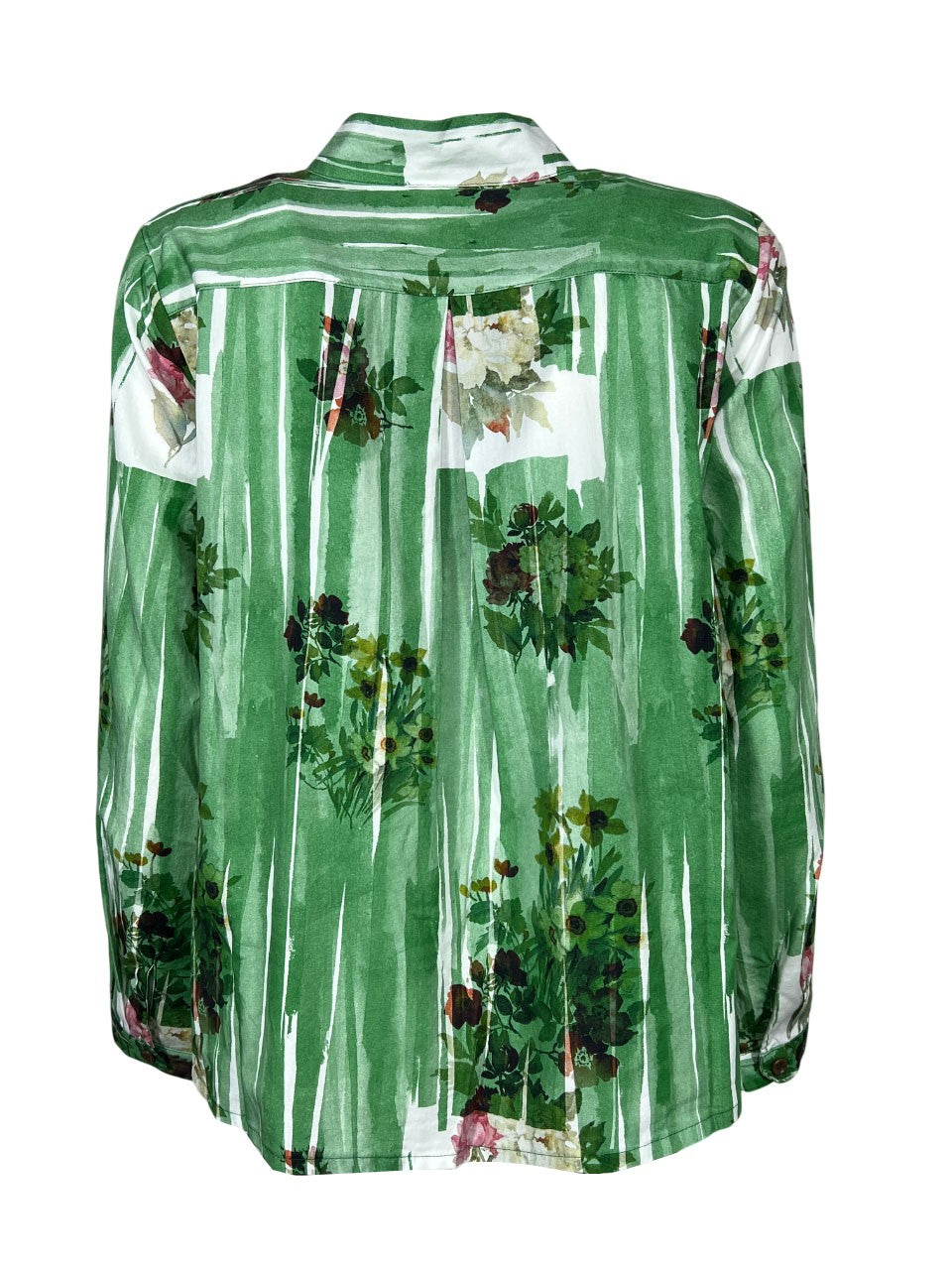 4.10 by BottegaChilometriZero camicia donna fantasia floreale verde/multicolor DD25214 E69 MADE IN ITALY