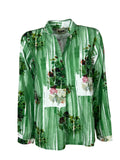 4.10 by BottegaChilometriZero camicia donna fantasia floreale verde/multicolor DD25214 E69 MADE IN ITALY