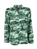 4.10 by BottegaChilometriZero camicia donna fantasia campestre verde acqua DD25214 E70 MADE IN ITALY