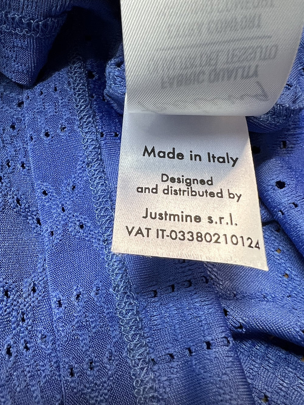 FEELING by JUSTMINE abito donna lungo svasato jersey traforato azzurro E2800 6096 MADE IN ITALY