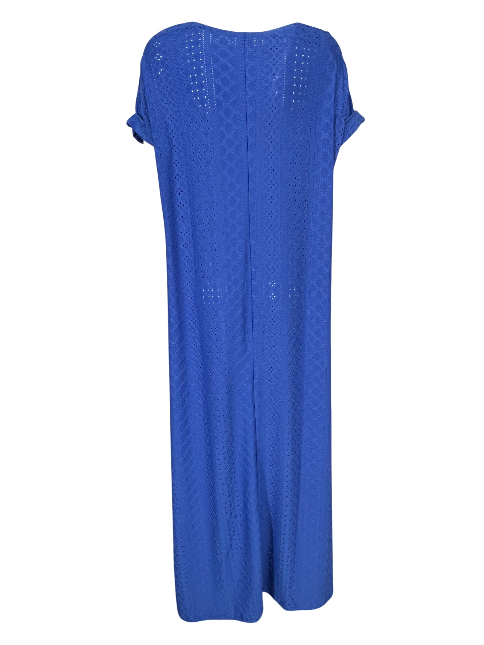 FEELING by JUSTMINE abito donna lungo svasato jersey traforato azzurro E2800 6096 MADE IN ITALY