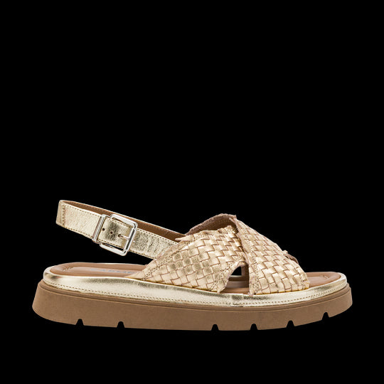 CARMENS sandalo donna laminato platino flat A55379 THEA TRESS 100% pelle