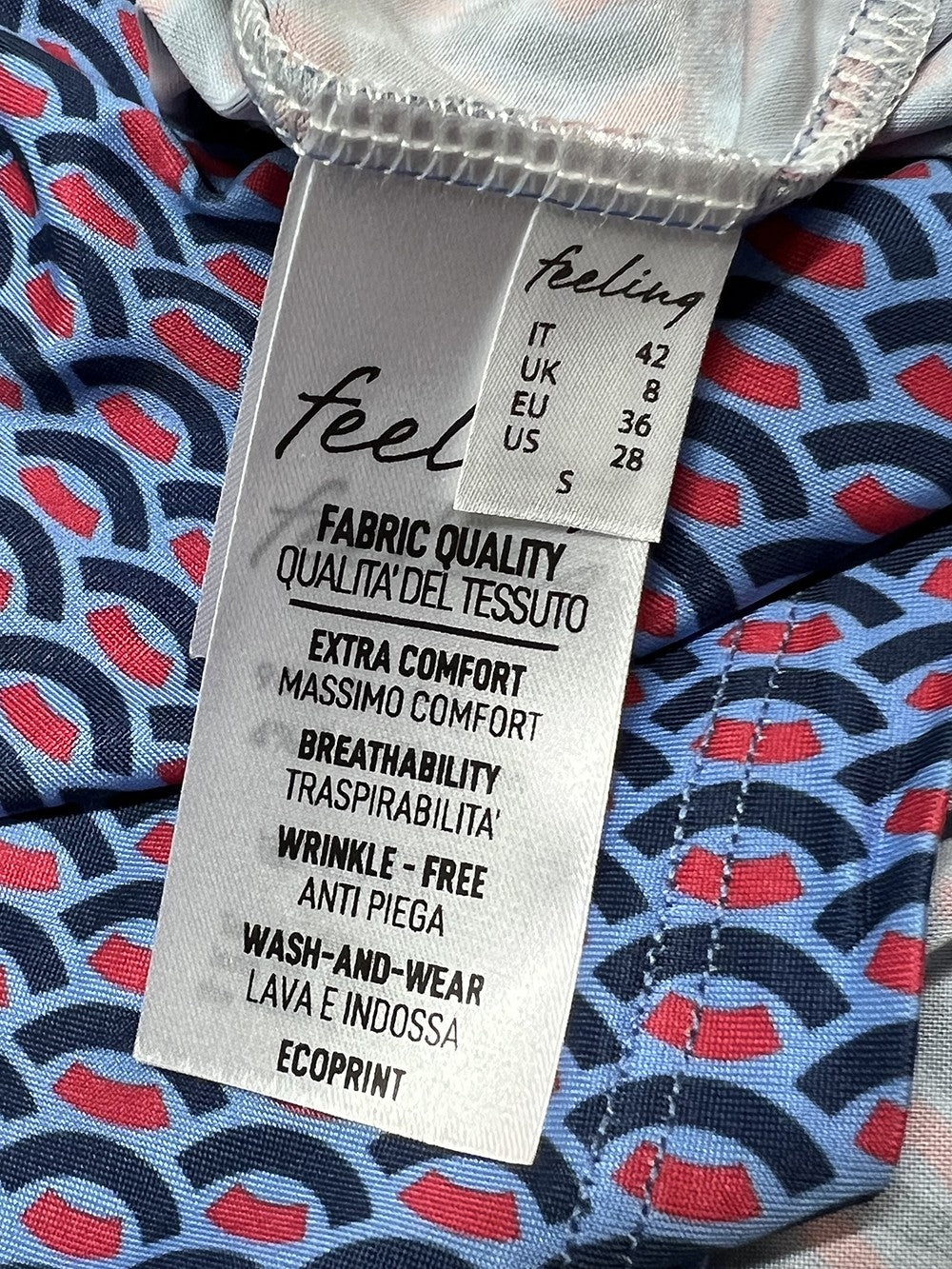 FEELING by JUSTMINE abito svasato azzurro/rosso/blu E2807 6106 KAFTANO CORTO MADE IN ITALY