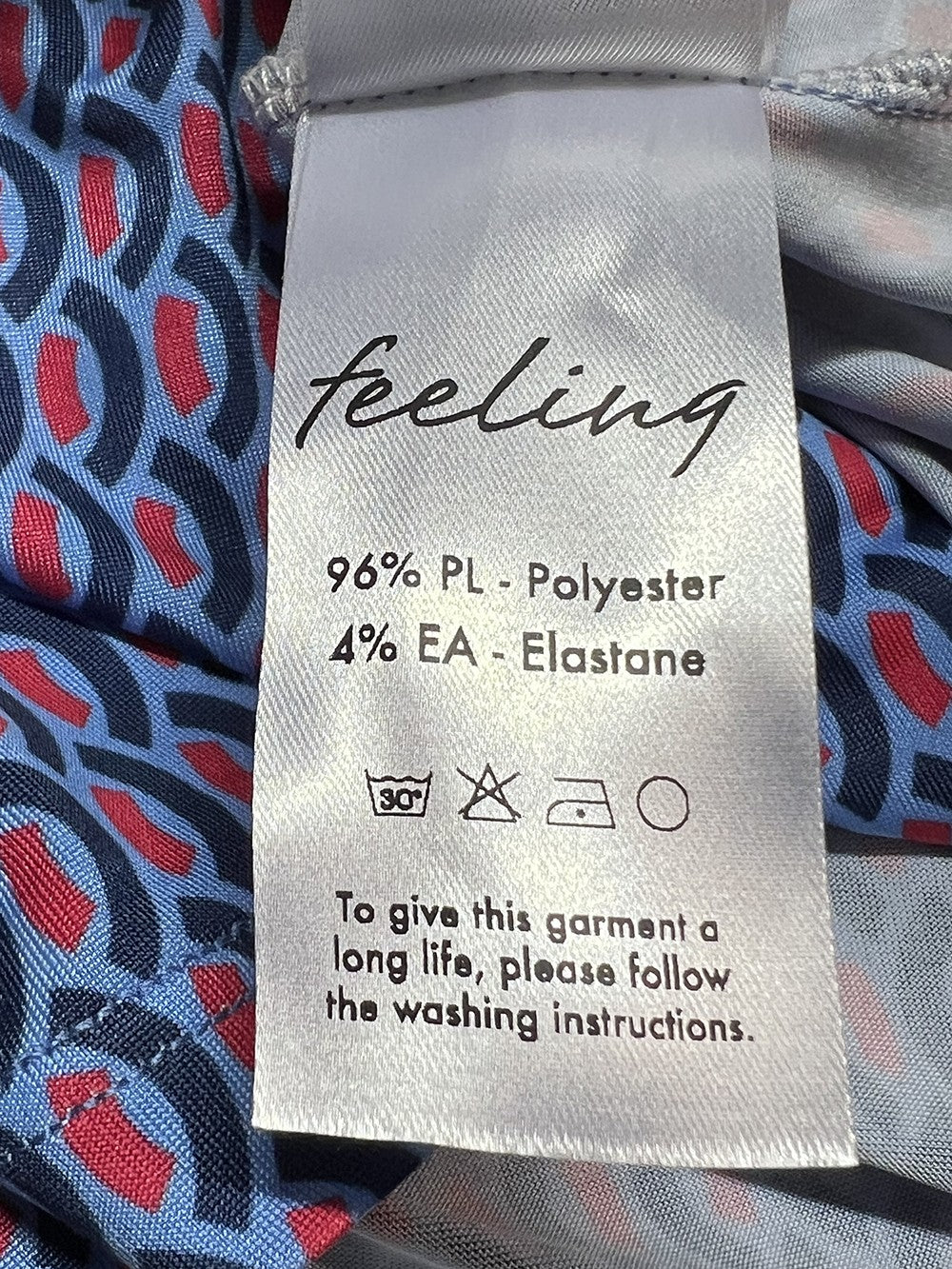 FEELING by JUSTMINE abito svasato azzurro/rosso/blu E2807 6106 KAFTANO CORTO MADE IN ITALY