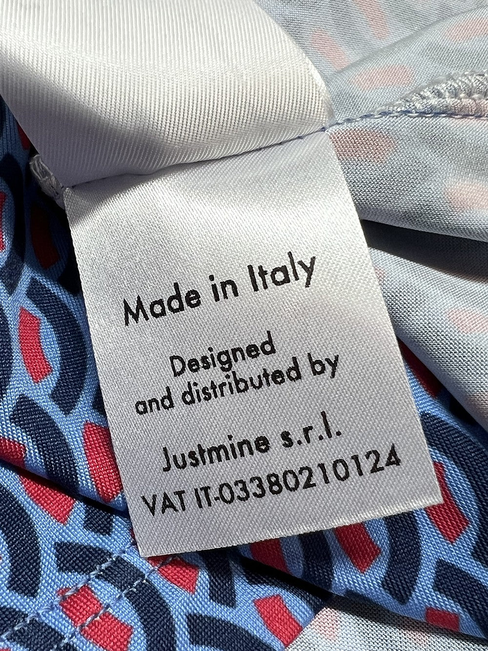 FEELING by JUSTMINE abito svasato azzurro/rosso/blu E2807 6106 KAFTANO CORTO MADE IN ITALY