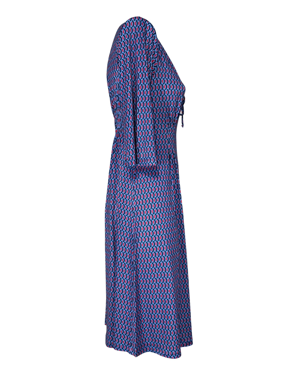 FEELING by JUSTMINE abito svasato azzurro/rosso/blu E2807 6106 KAFTANO CORTO MADE IN ITALY