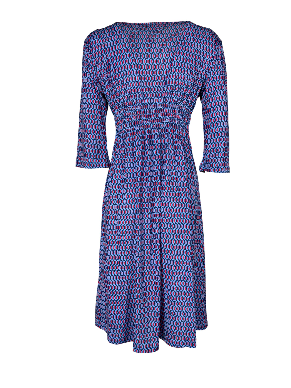 FEELING by JUSTMINE abito svasato azzurro/rosso/blu E2807 6106 KAFTANO CORTO MADE IN ITALY