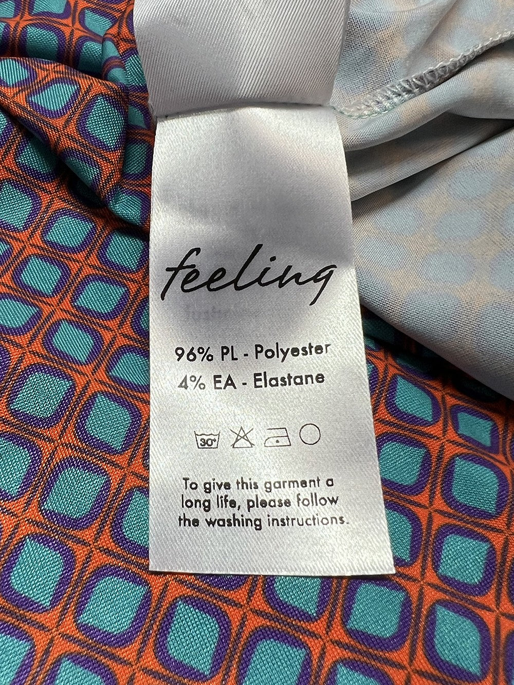 FEELING by JUSTMINE abito svasato arancio/acqua/viola  E2807 6103 KAFTANO CORTO MADE IN ITALY
