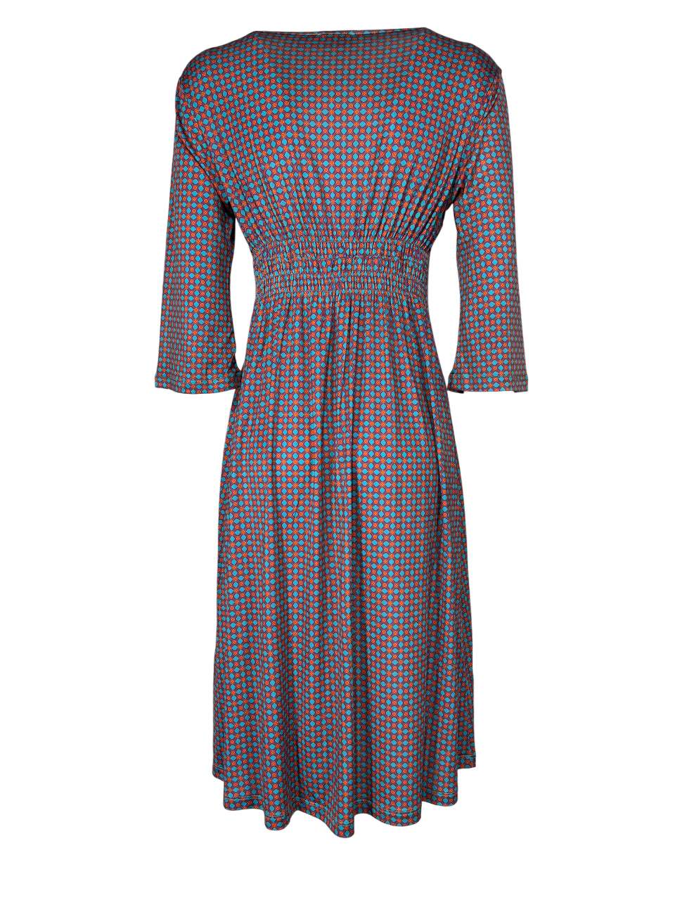 FEELING by JUSTMINE abito svasato arancio/acqua/viola  E2807 6103 KAFTANO CORTO MADE IN ITALY