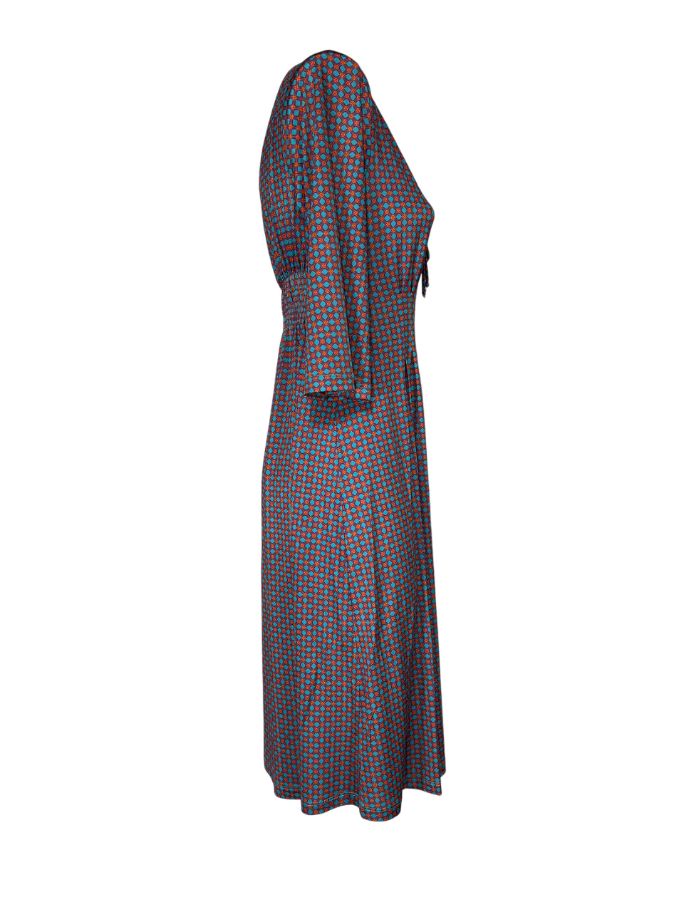 FEELING by JUSTMINE abito svasato arancio/acqua/viola  E2807 6103 KAFTANO CORTO MADE IN ITALY