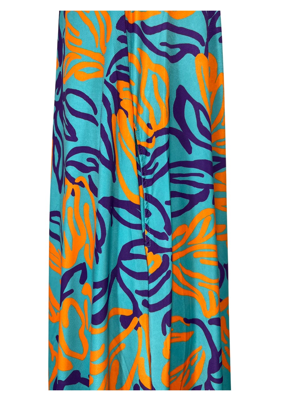 FEELING by JUSTMINE abito svasato acqua/arancio/viola  E2699 6102 ABITO MIDI MADE IN ITALY