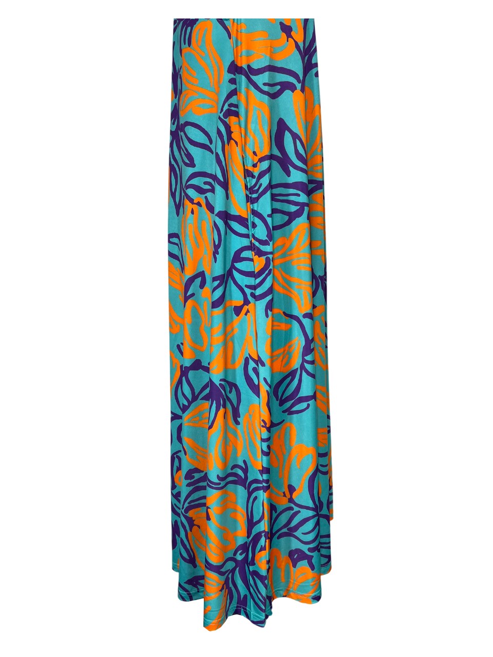 FEELING by JUSTMINE abito svasato acqua/arancio/viola  E2699 6102 ABITO MIDI MADE IN ITALY