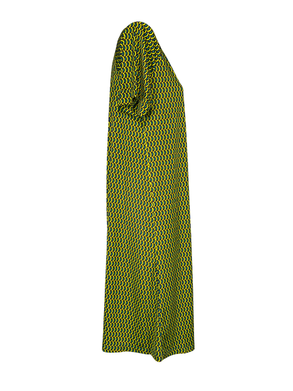 FEELING by JUSTMINE abito donna svasato fantasia marrone/giallo/verde E2736 6106 MADE IN ITALY