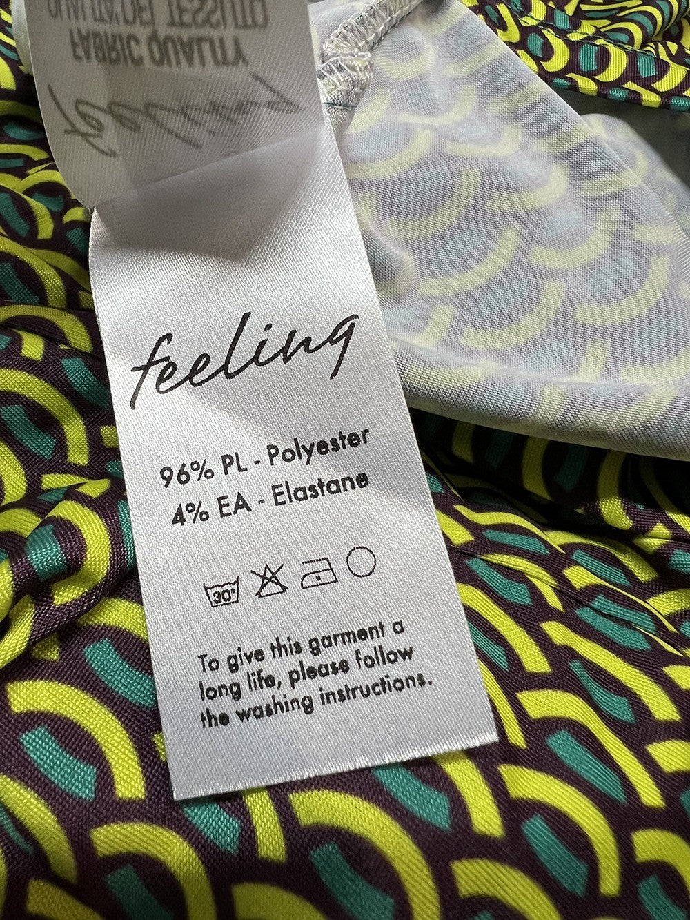 FEELING by JUSTMINE abito donna svasato fantasia marrone/giallo/verde E2736 6106 MADE IN ITALY