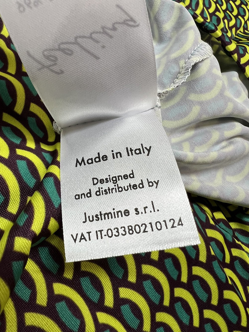 FEELING by JUSTMINE abito donna svasato fantasia marrone/giallo/verde E2736 6106 MADE IN ITALY