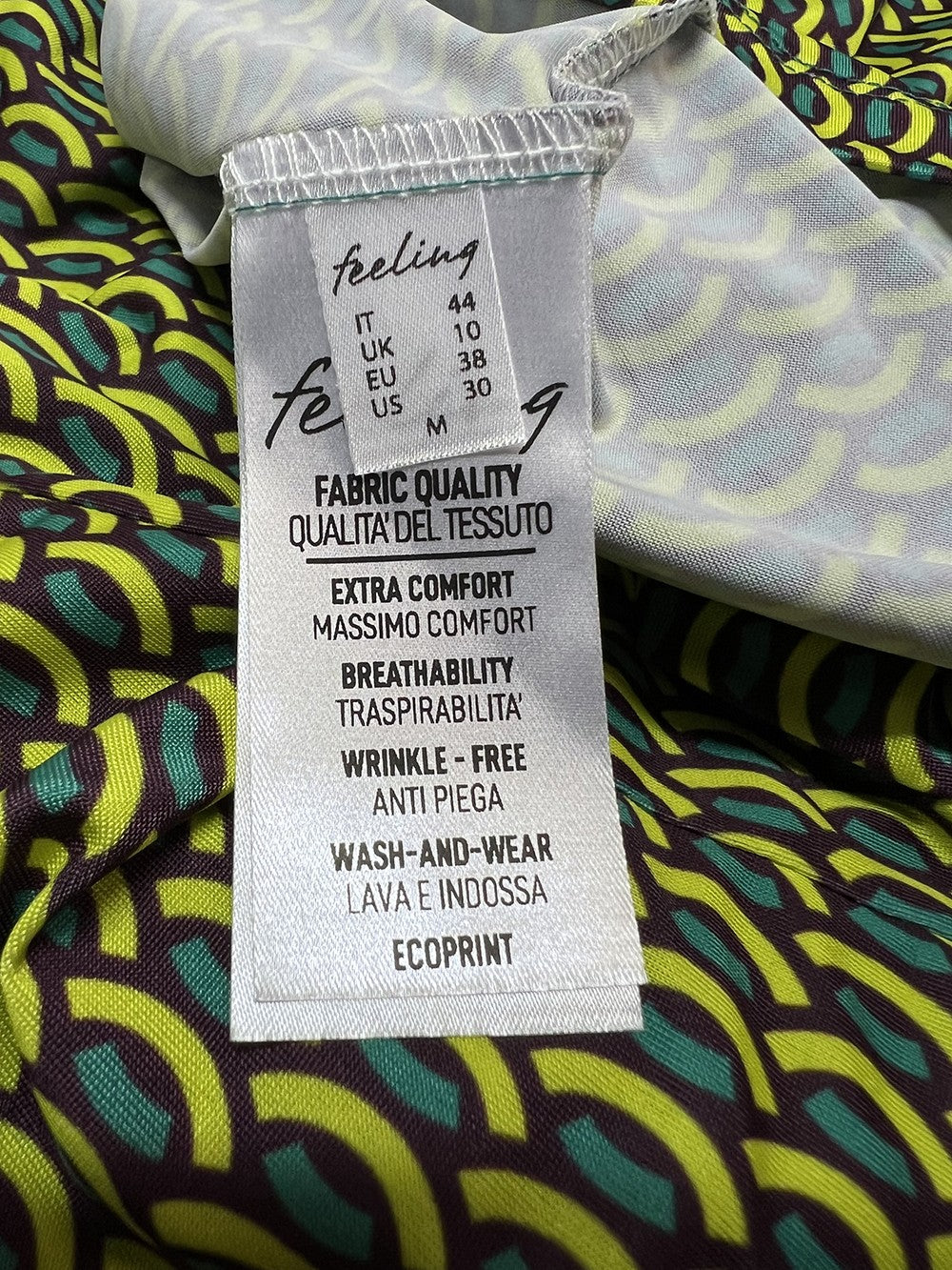 FEELING by JUSTMINE abito donna svasato fantasia marrone/giallo/verde E2736 6106 MADE IN ITALY