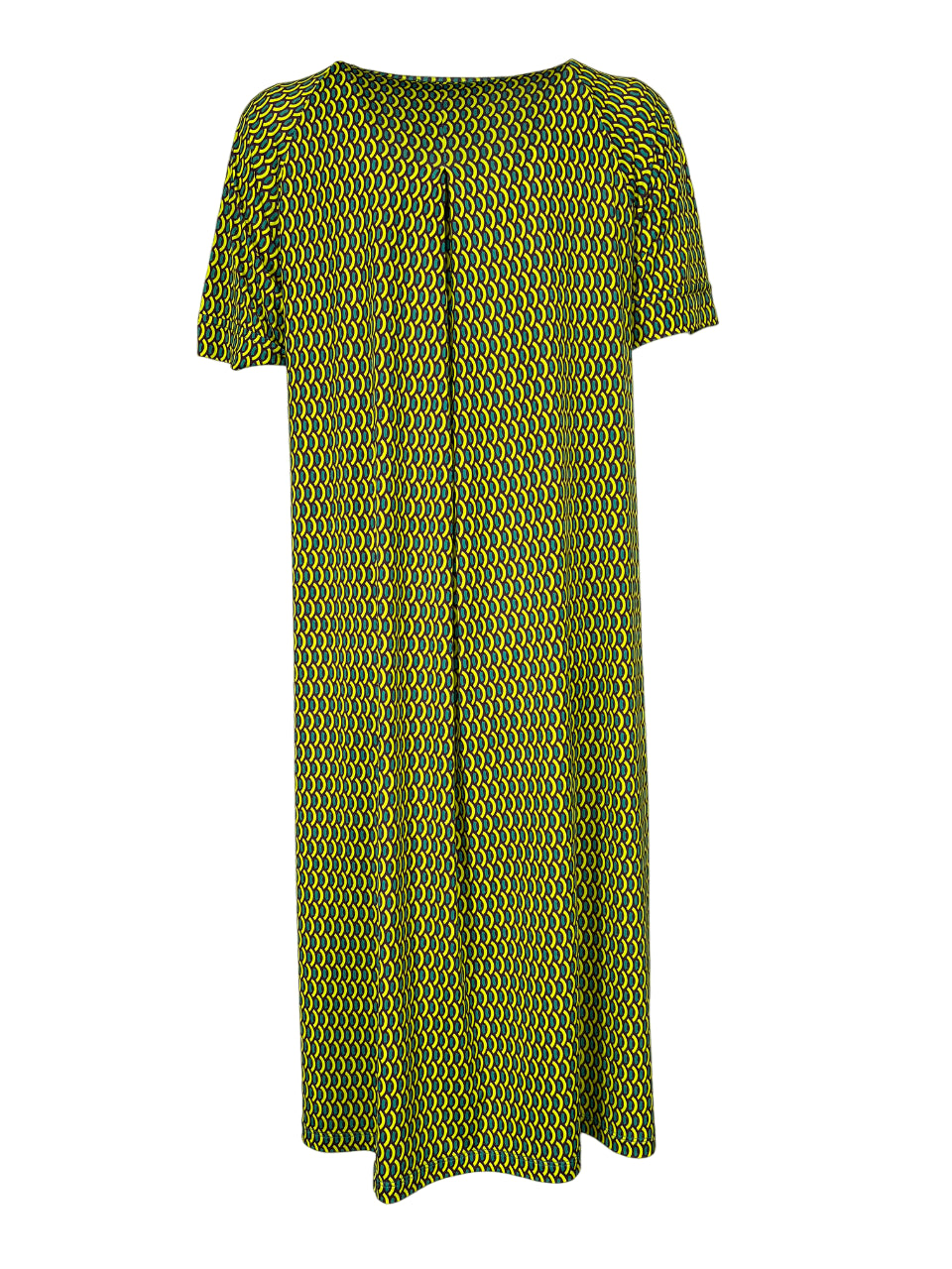 FEELING by JUSTMINE abito donna svasato fantasia marrone/giallo/verde E2736 6106 MADE IN ITALY