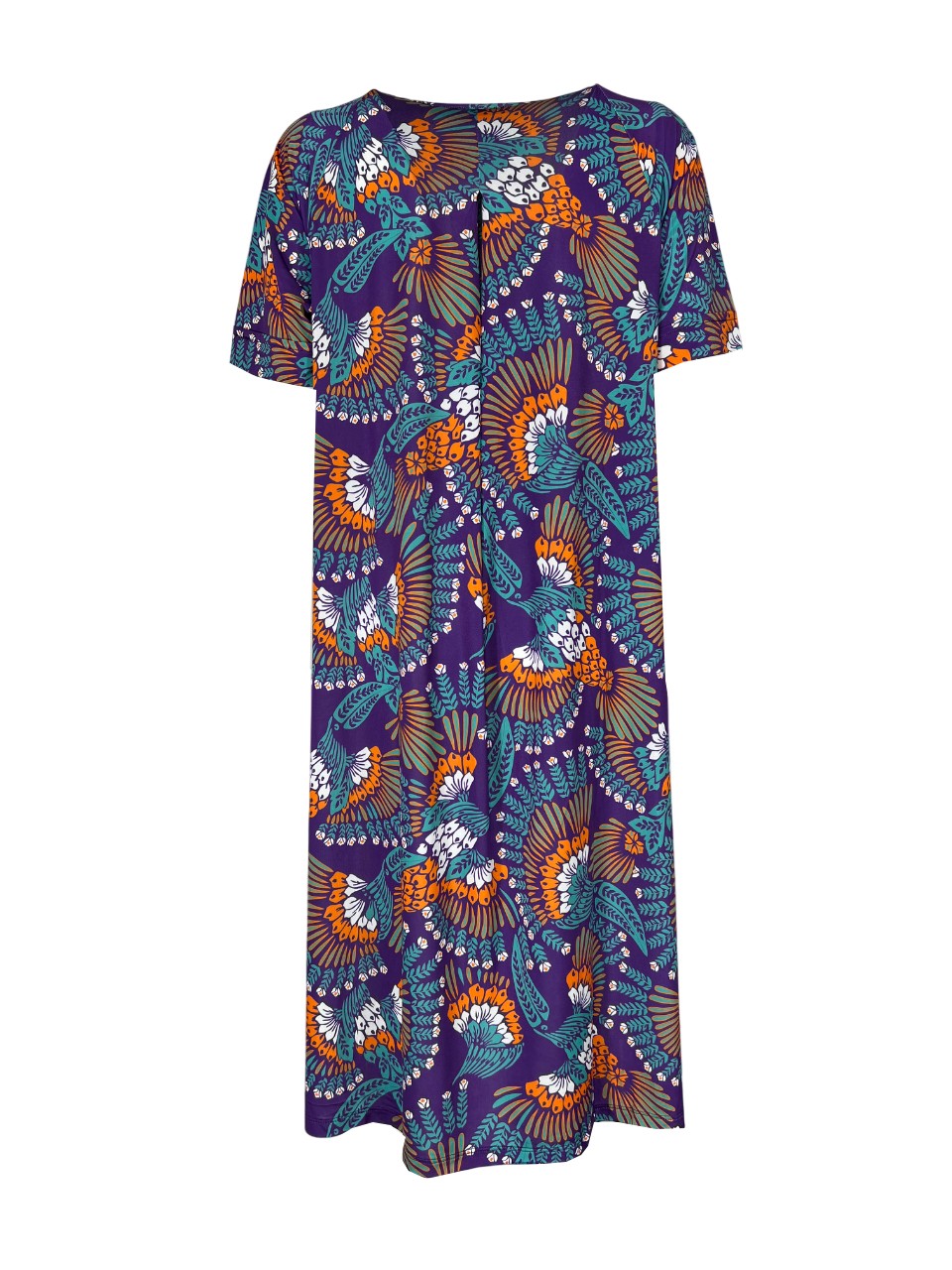 FEELING by JUSTMINE abito donna svasato viola/multicolor E2736 6104 MADE IN ITALY