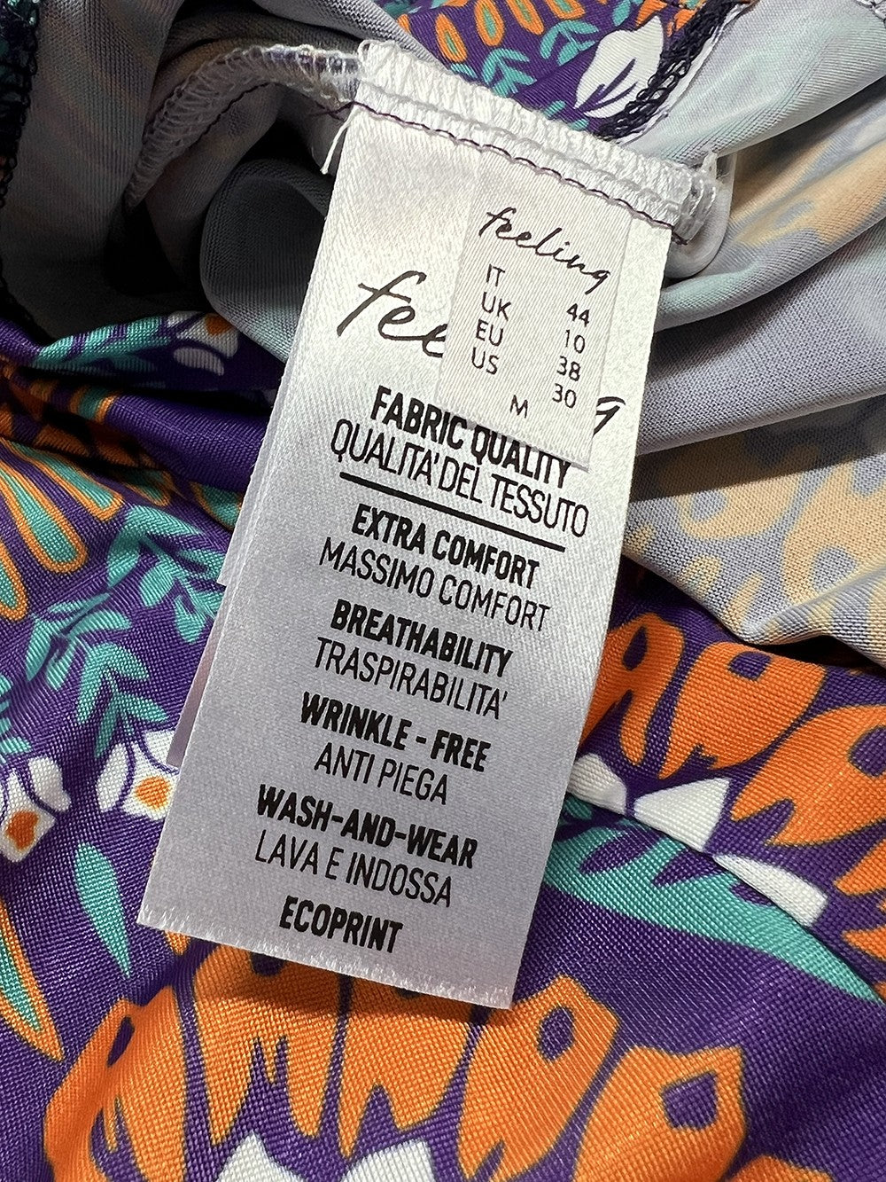 FEELING by JUSTMINE abito donna svasato viola/multicolor E2736 6104 MADE IN ITALY