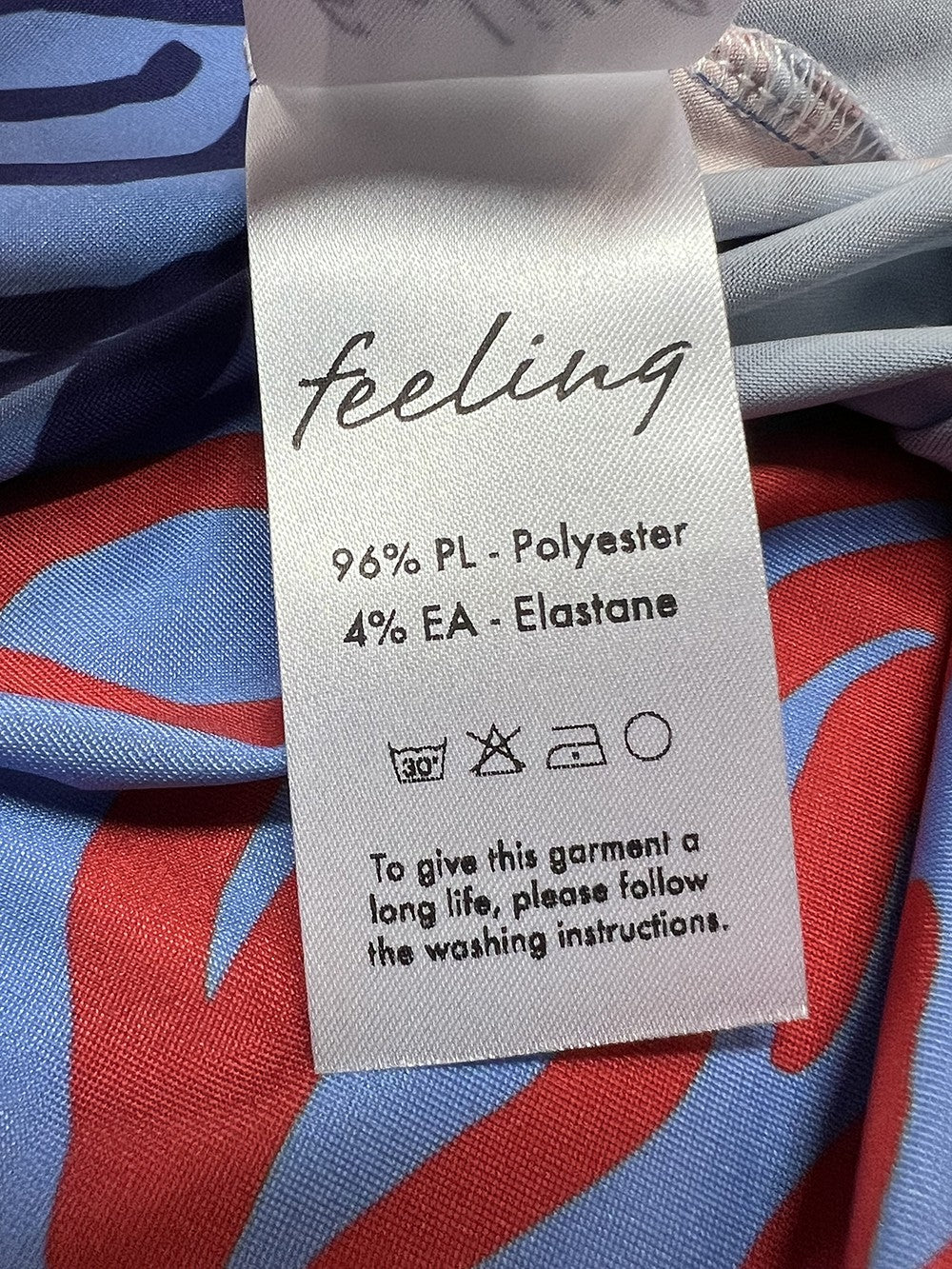 FEELING by JUSTMINE abito donna svasato azzurro/blu/rosso E2736 6102 MADE IN ITALY