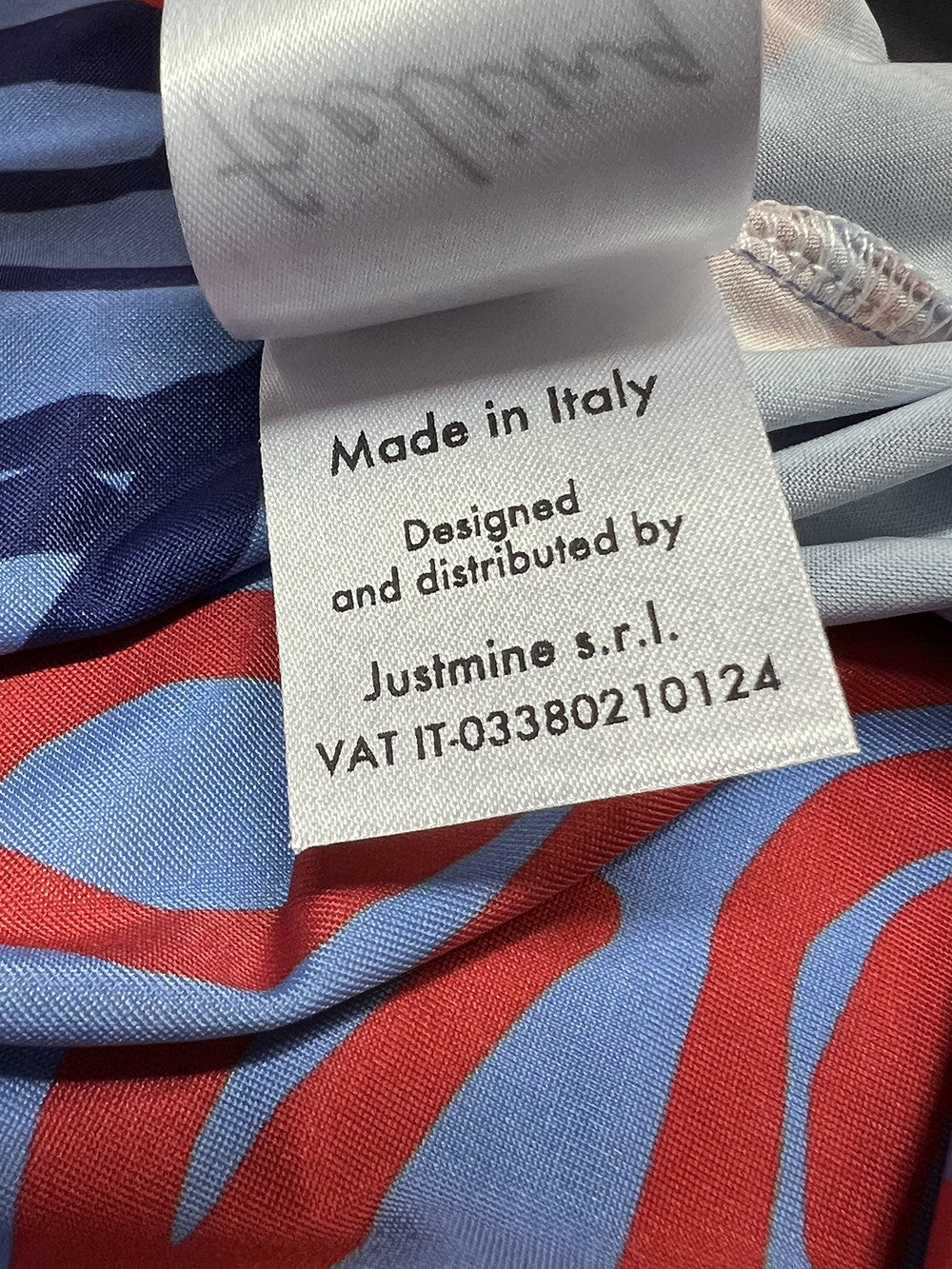 FEELING by JUSTMINE abito donna svasato azzurro/blu/rosso E2736 6102 MADE IN ITALY