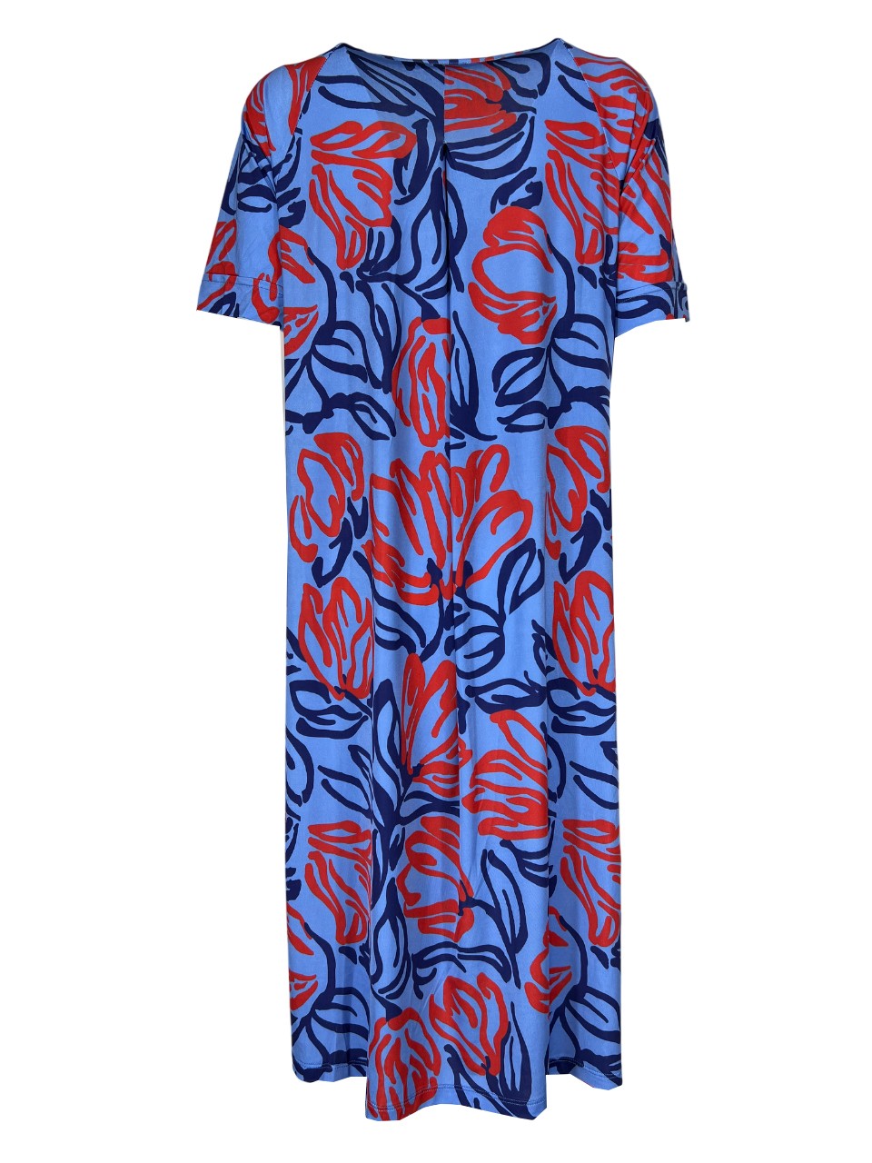 FEELING by JUSTMINE abito donna svasato azzurro/blu/rosso E2736 6102 MADE IN ITALY