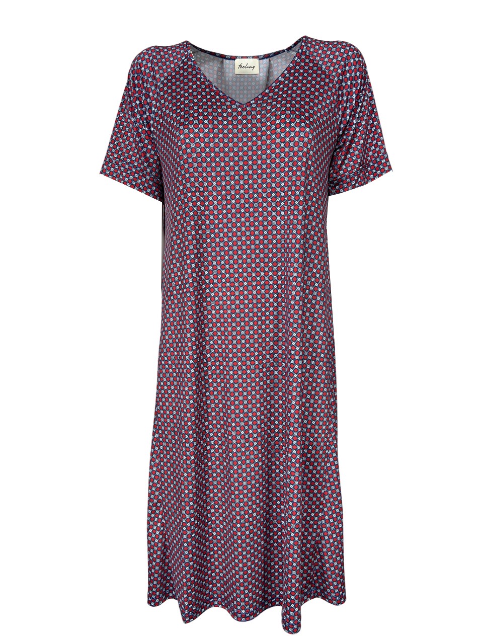 FEELING by JUSTMINE abito donna svasato blu/rosso/bianco E2736 6103 MADE IN ITALY