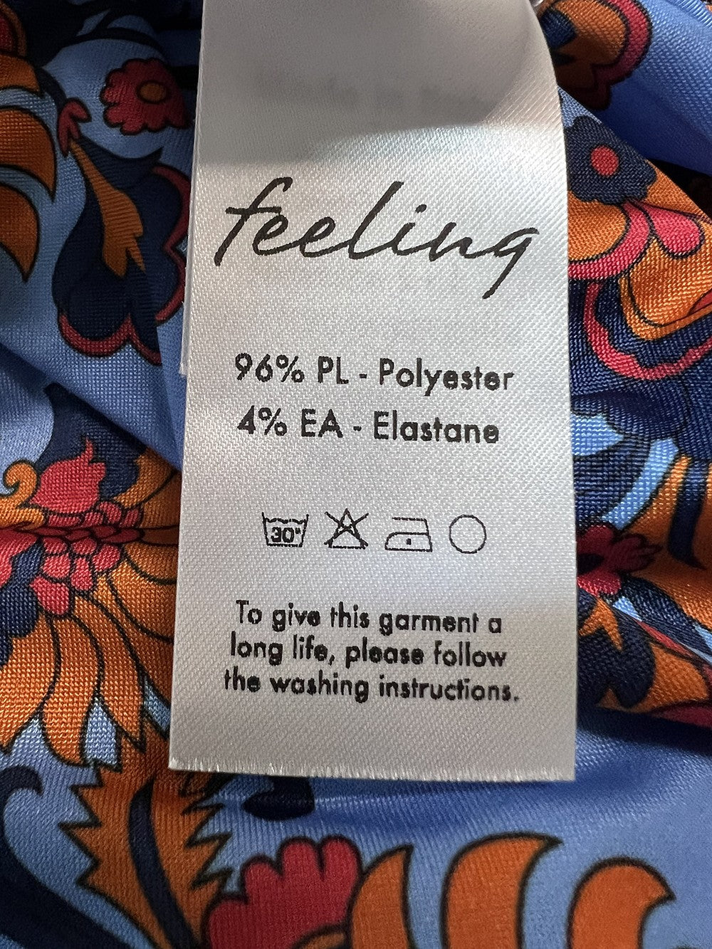 FEELING by JUSTMINE pantalone jersey fantasia floreale azzurro/multicolor E2624 6100 MADE IN ITALY