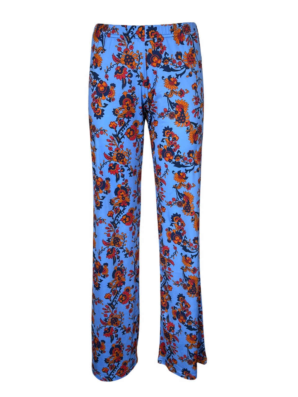 FEELING by JUSTMINE pantalone jersey fantasia floreale azzurro/multicolor E2624 6100 MADE IN ITALY