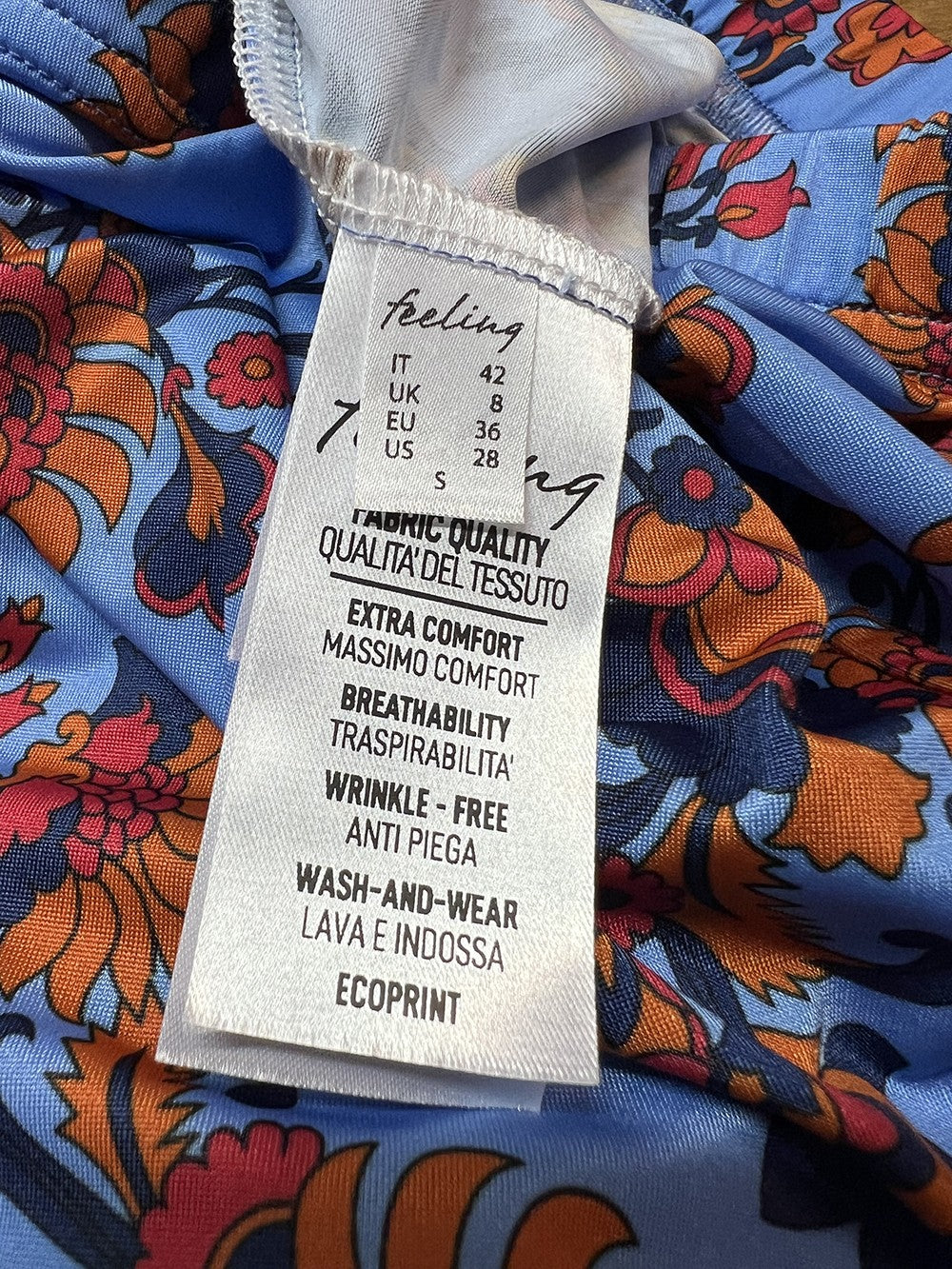 FEELING by JUSTMINE maglia jersey azzurro/multicolor E2724 6100 MADE IN ITALY