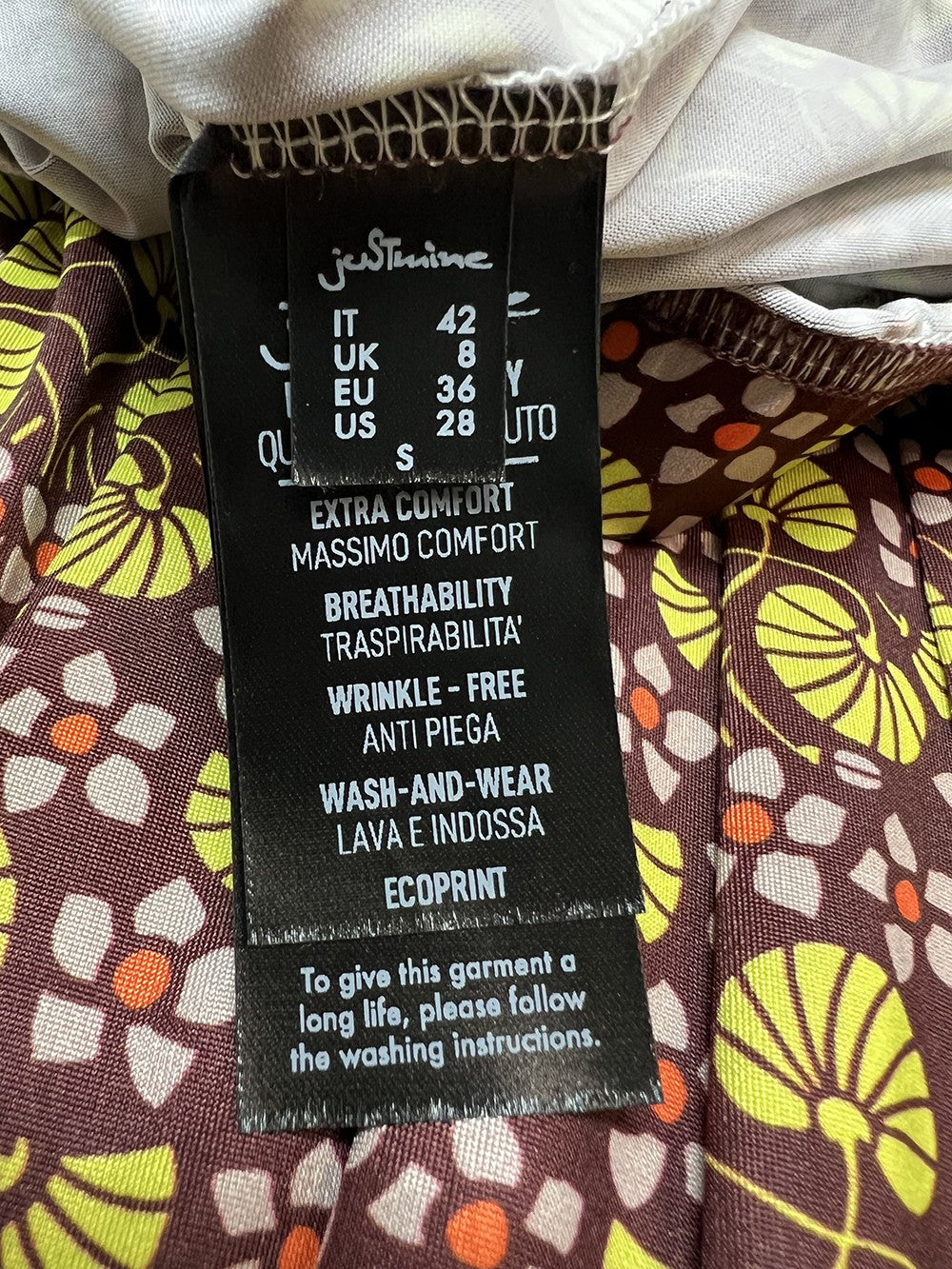 JUSTMINE maglia fantasia amarena/giallo E2791 1136 MADE IN ITALY