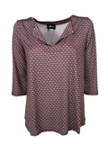 JUSTMINE maglia fantasia amarena/acqua  E2791 1143 BASIC BLOUSE MADE IN ITALY