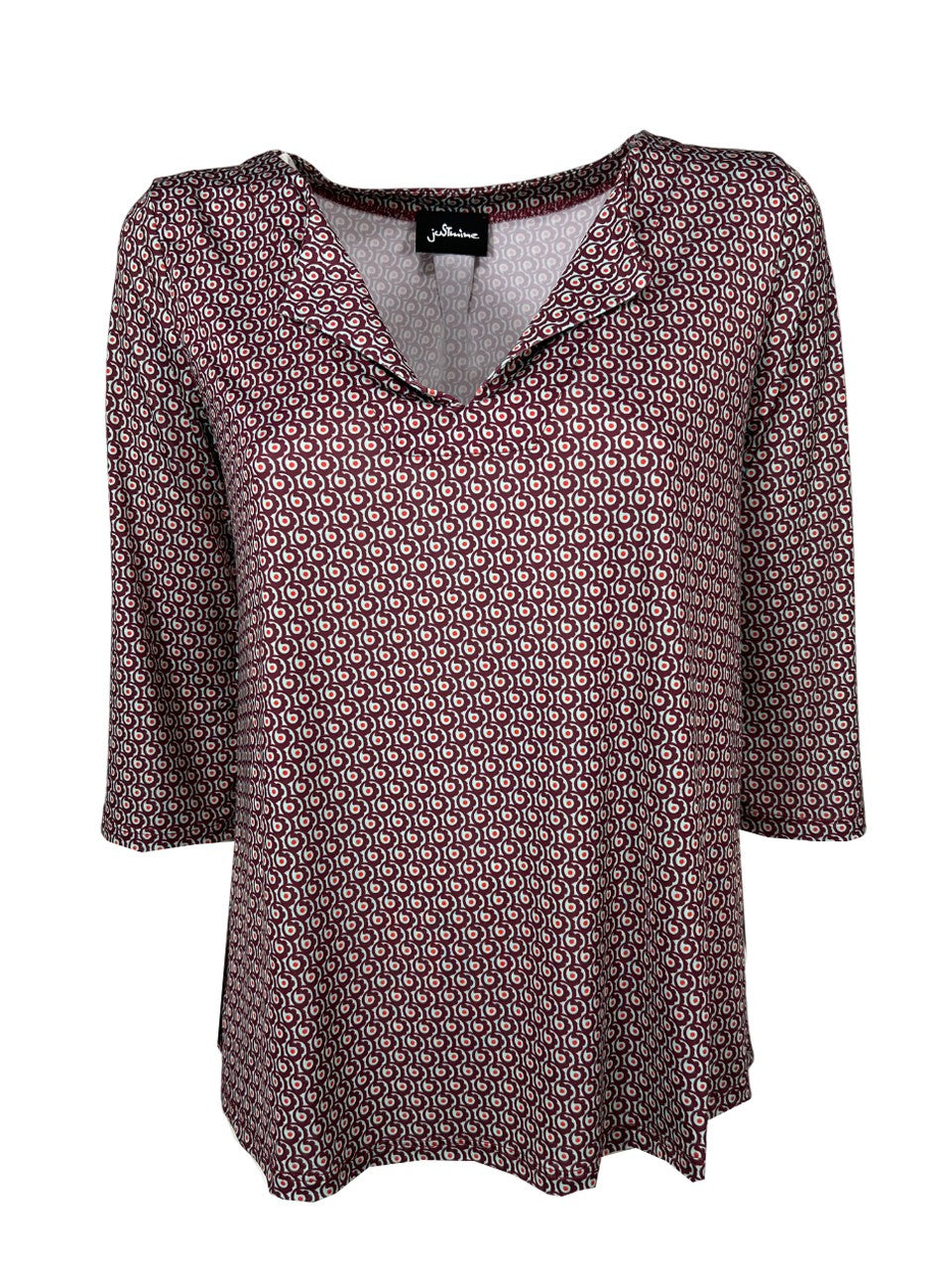 JUSTMINE maglia fantasia amarena/acqua  E2791 1143 BASIC BLOUSE MADE IN ITALY
