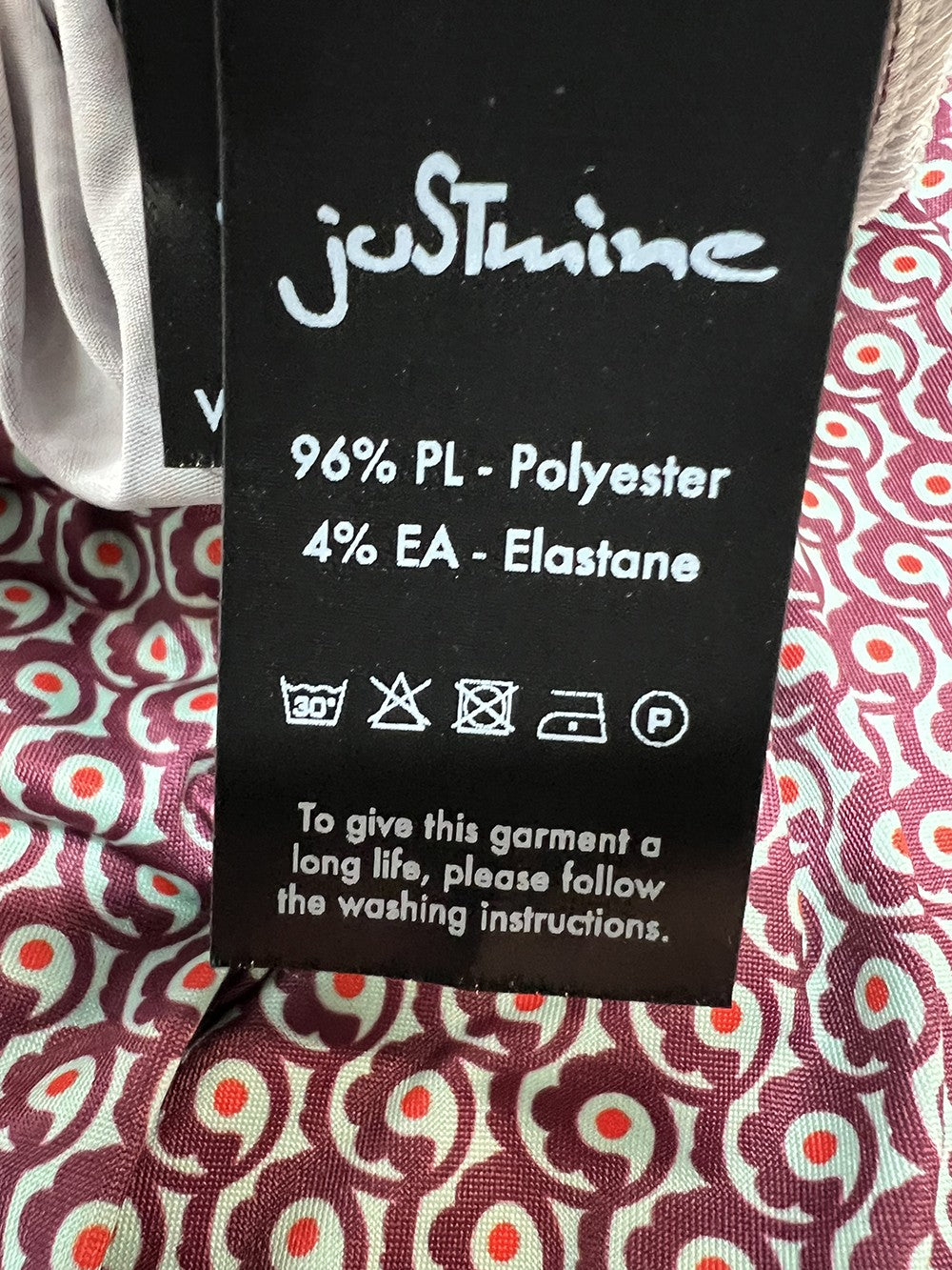 JUSTMINE maglia fantasia amarena/acqua  E2791 1143 BASIC BLOUSE MADE IN ITALY