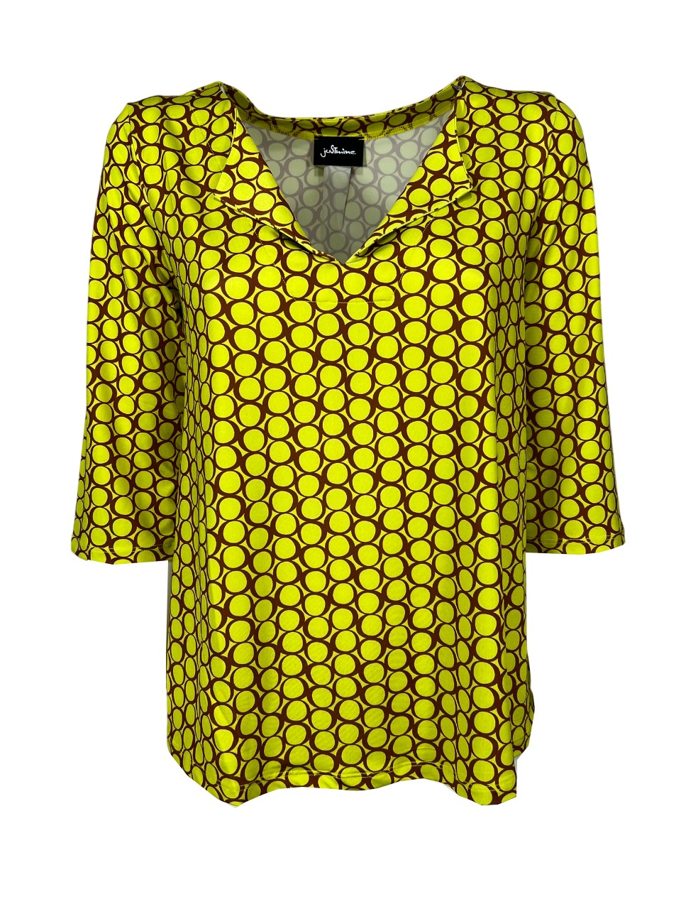 JUSTMINE maglia E2791 1140 1218 giallo/mattone BASIC BLOUSE MADE IN ITALY