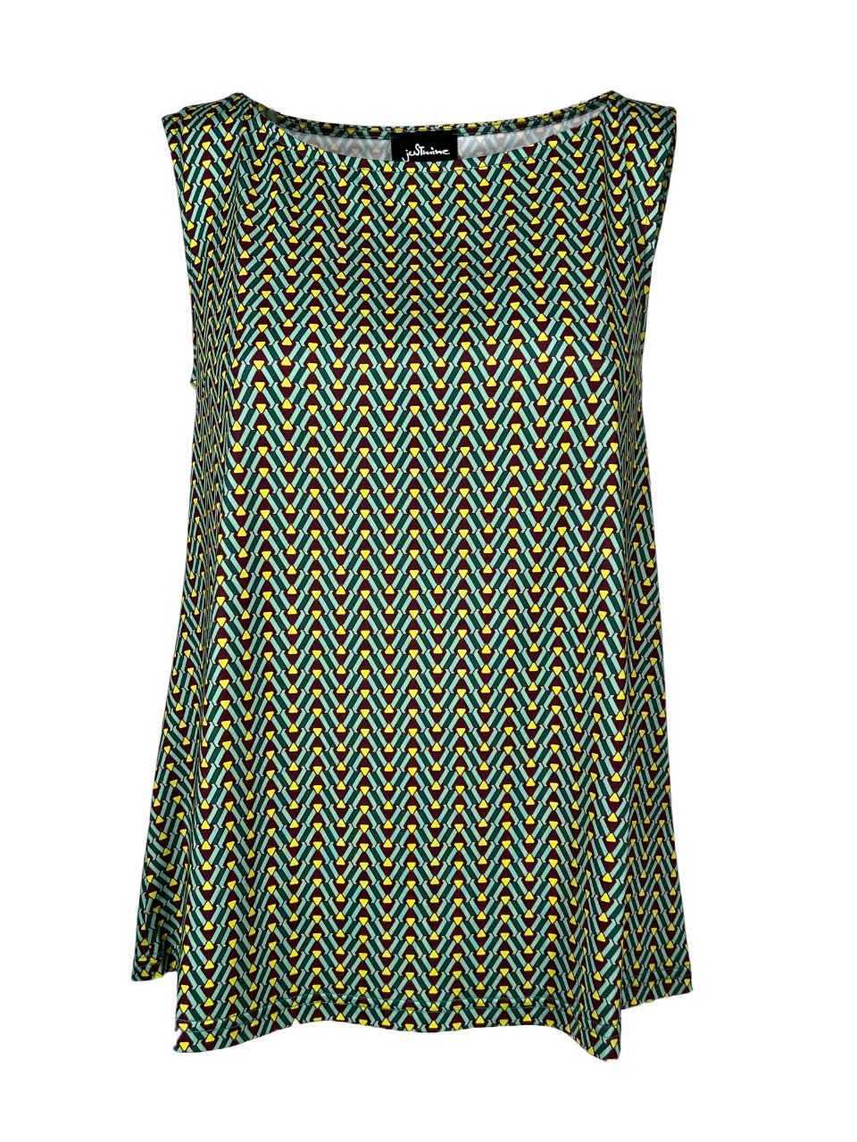 JUSTMINE top donna a trapezio acqua/amarena E2714 1166 BASIC TRAPEZE MADE IN ITALY