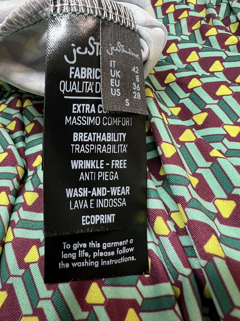 JUSTMINE top donna a trapezio acqua/amarena E2714 1166 BASIC TRAPEZE MADE IN ITALY