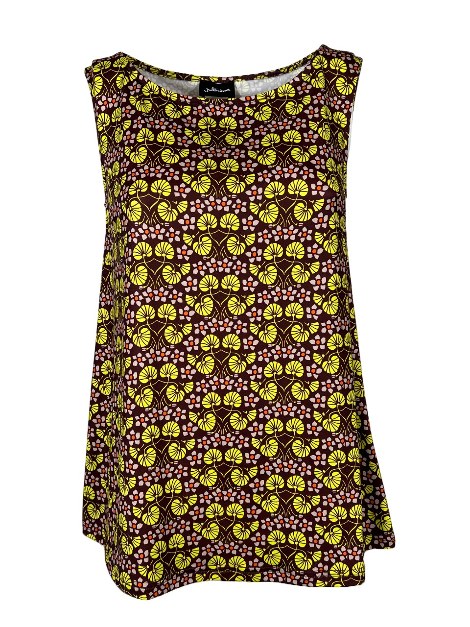 JUSTMINE top donna a trapezio amarena/giallo E2714 1136 BASIC TRAPEZE MADE IN ITALY