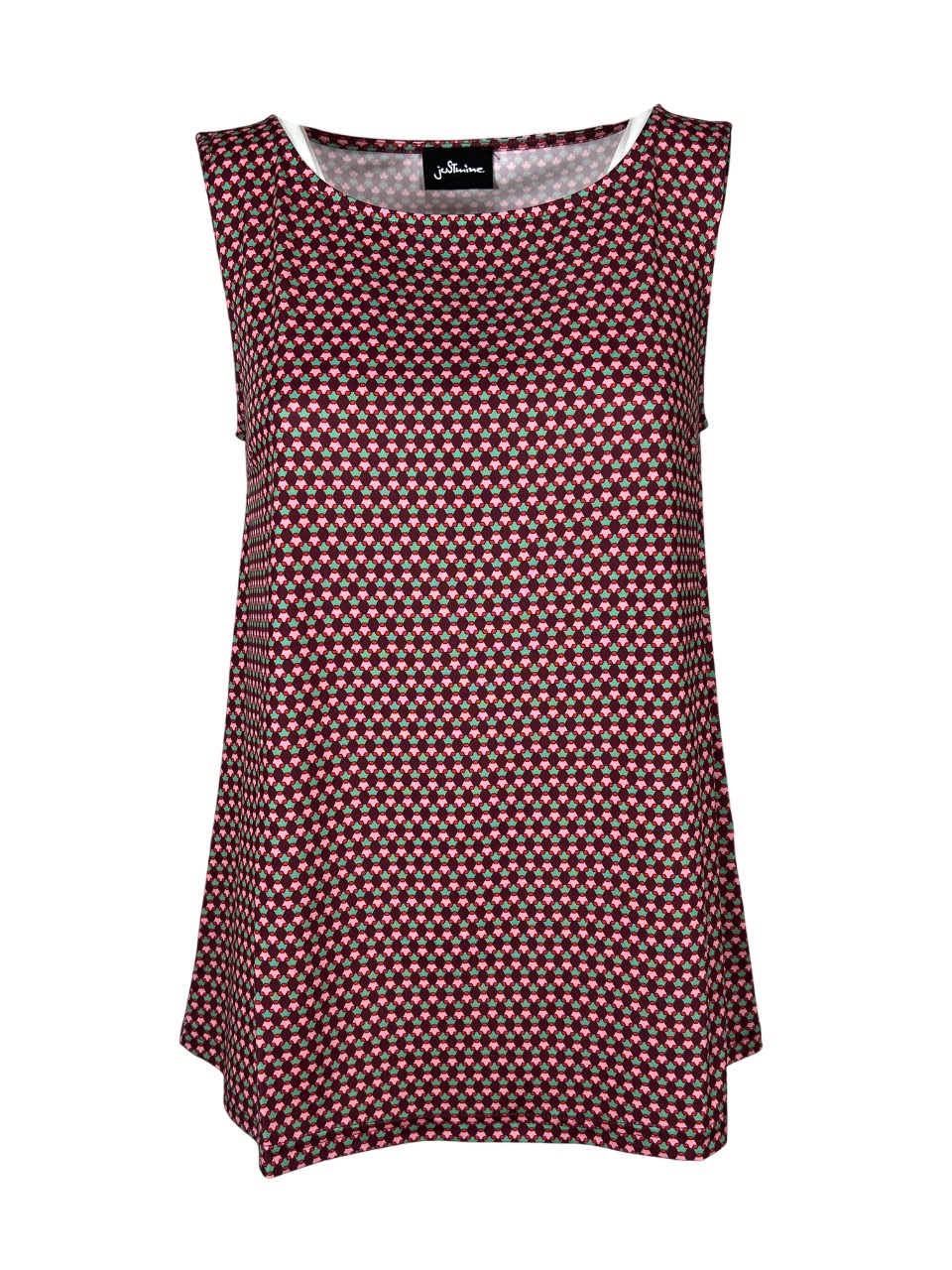 JUSTMINE top donna a trapezio amarena/rosa/verde  E2714 1167 BASIC TRAPEZE MADE IN ITALY