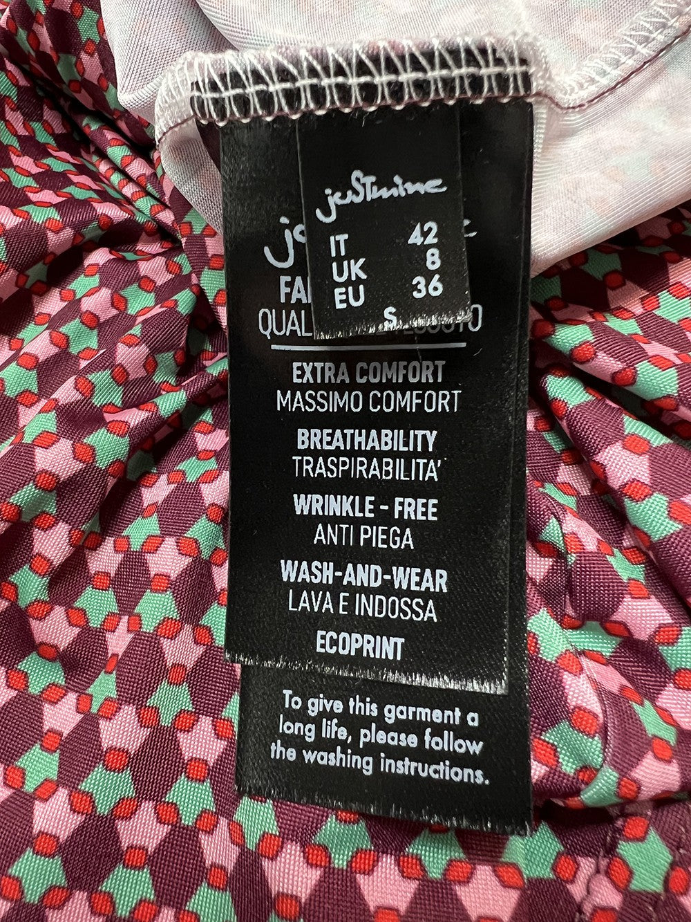 JUSTMINE top donna a trapezio amarena/rosa/verde  E2714 1167 BASIC TRAPEZE MADE IN ITALY