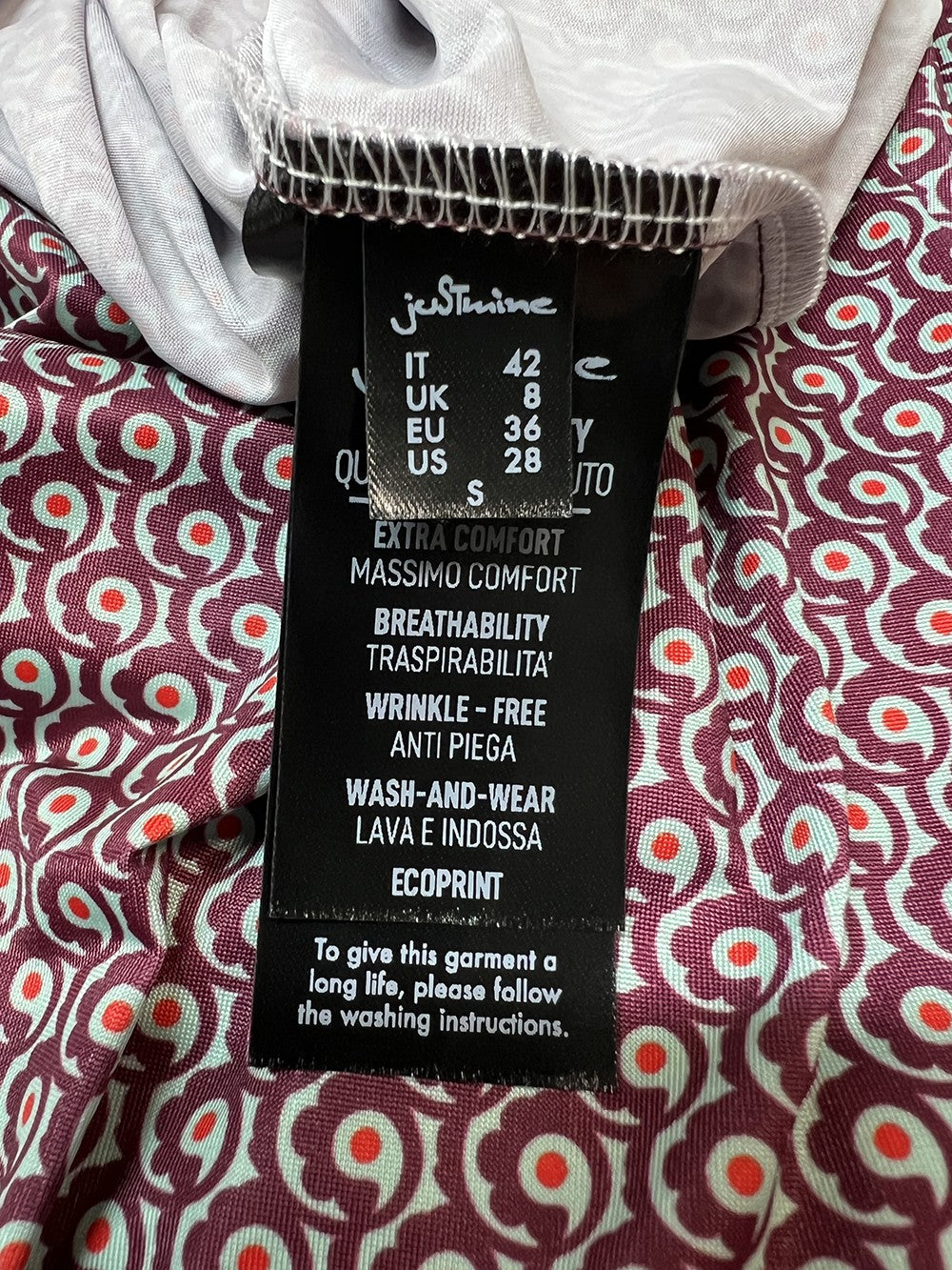 JUSTMINE top donna a trapezio amarena/acqua E2714 1143 BASIC TRAPEZE MADE IN ITALY