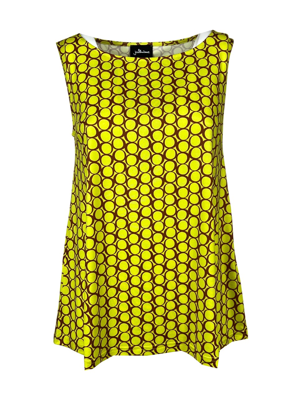 JUSTMINE top donna a trapezio E2714 1140 1218 giallo/mattone BASIC TRAPEZE MADE IN ITALY