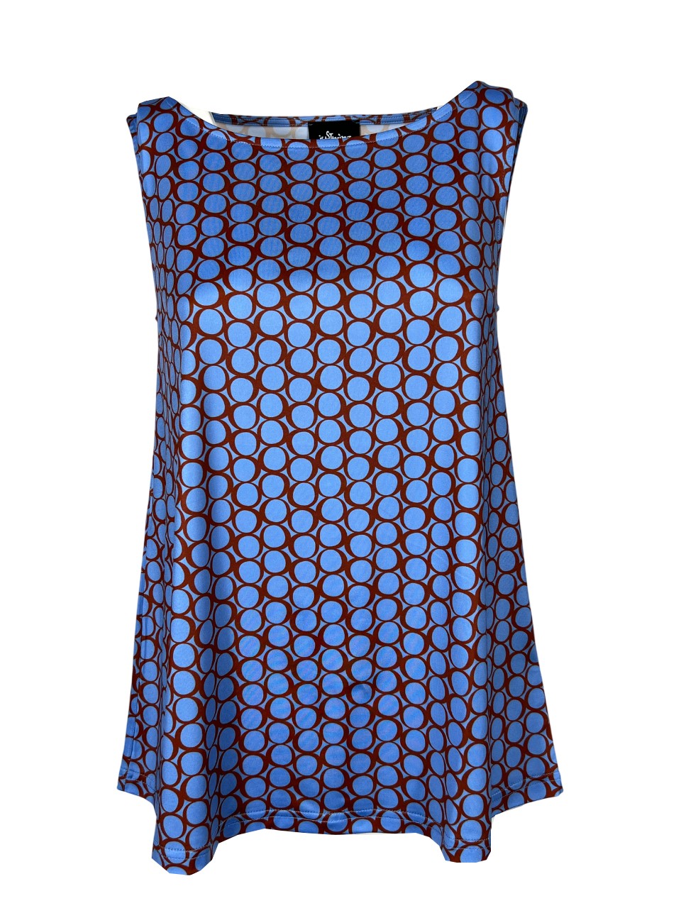 JUSTMINE top donna a trapezio E2714 1140 6227 azzurro/mattone BASIC TRAPEZE MADE IN ITALY