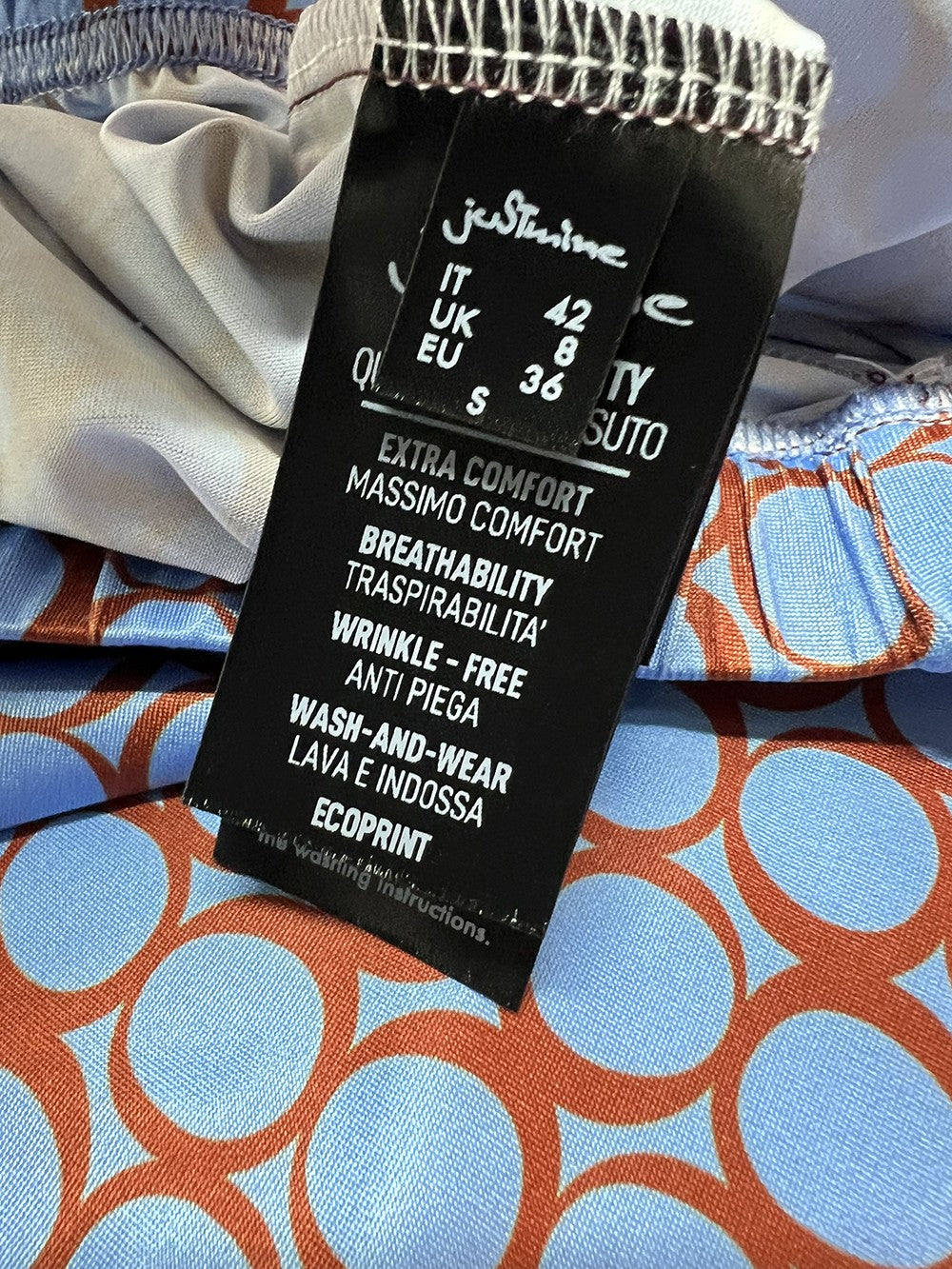 JUSTMINE top donna a trapezio E2714 1140 6227 azzurro/mattone BASIC TRAPEZE MADE IN ITALY