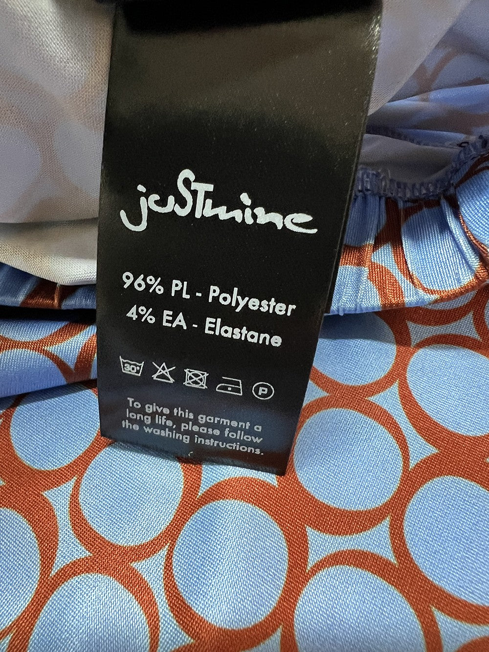 JUSTMINE top donna a trapezio E2714 1140 6227 azzurro/mattone BASIC TRAPEZE MADE IN ITALY