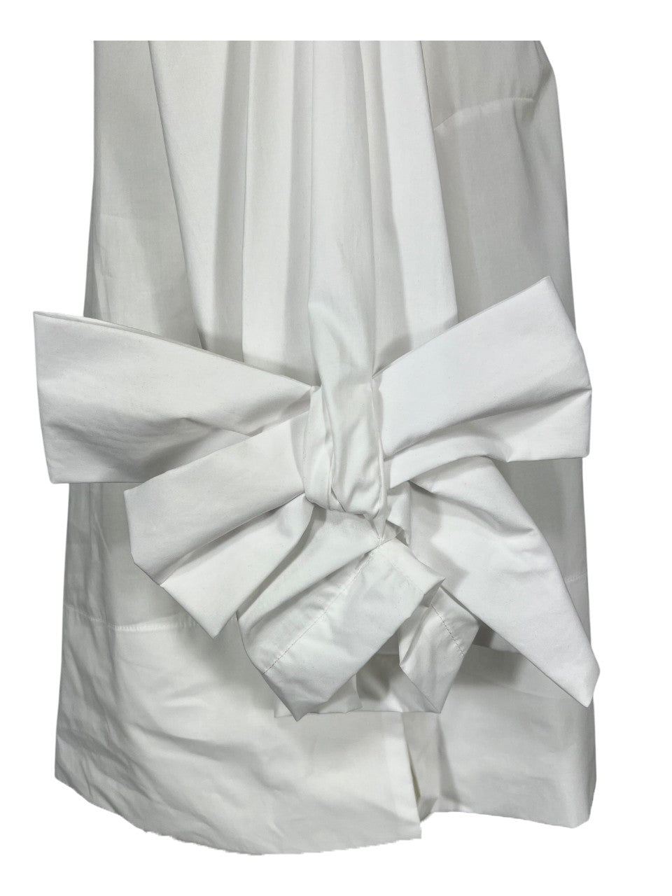 MEIMEIJ blusa svasata bianca applicazione fiocchi fondo manica MEA52 MADE IN ITALY