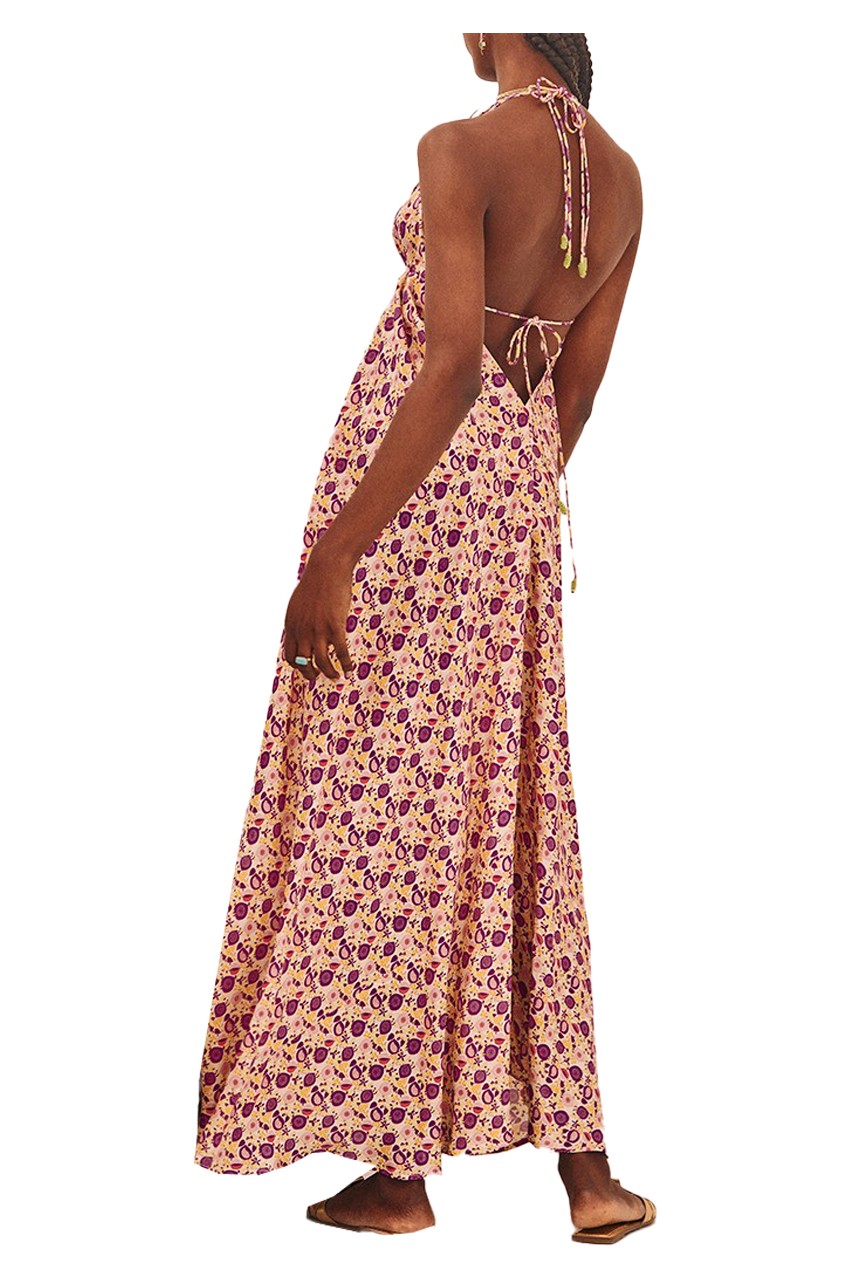 NEKANE abito donna con applicazioni perline fantasia fuxia ERAM 100% viscosa