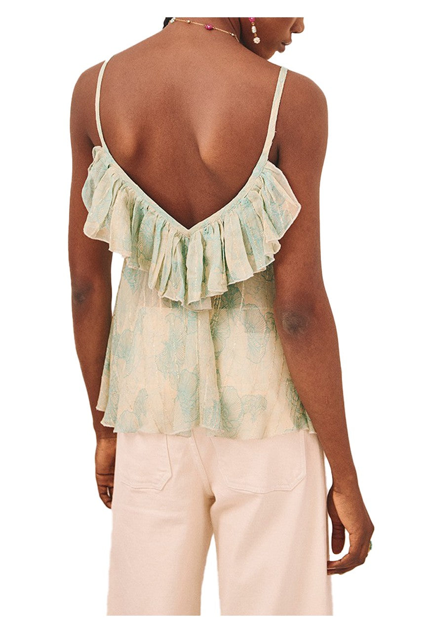 NEKANE top donna spalla stretta ecru con righe acqua KONA 100% viscosa