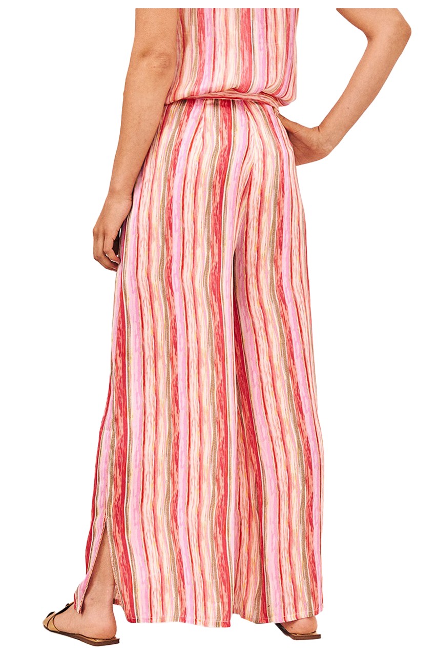 NEKANE pantaloni donna righe fuxia multicolor ANU 100% viscosa